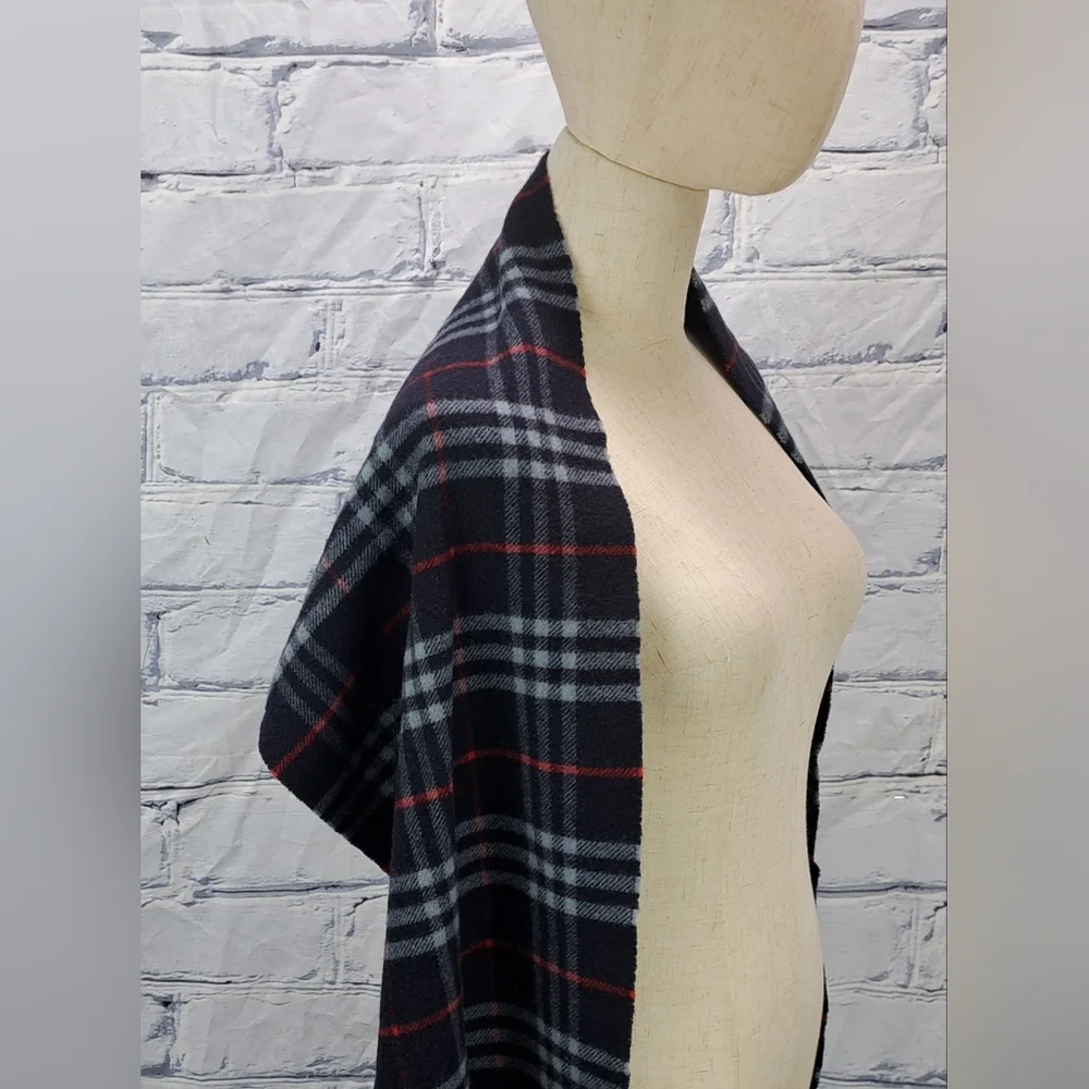 Burberry Vintage Scarf Nova Check 100% Cashmere Wool Scotland Navy Y2K 72" x 12" - Picture 11 of 13